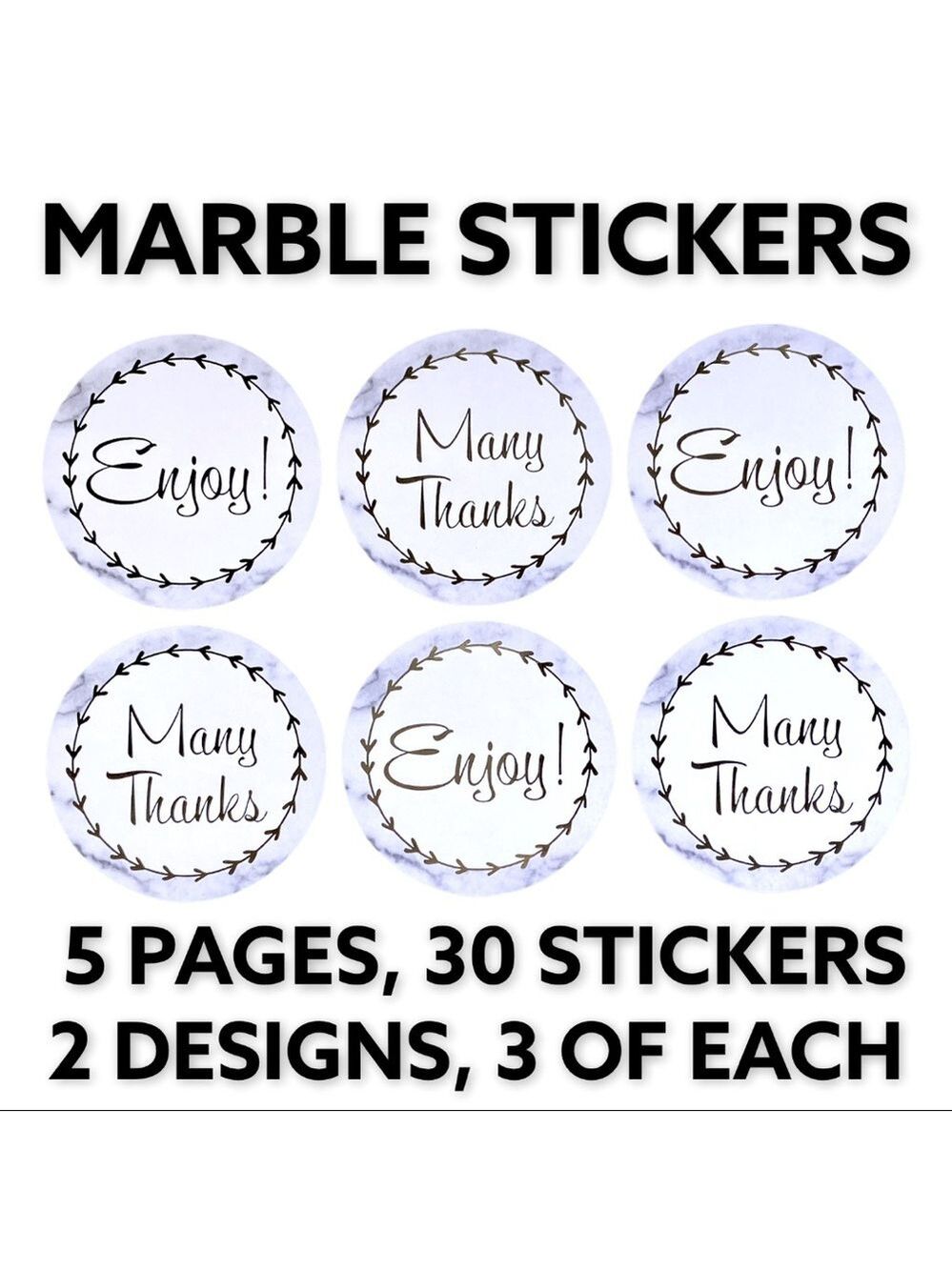 30 2.5” Marble Stickers ADD ON ONLY (PRICE IS FIRM - Picture 1 of 4